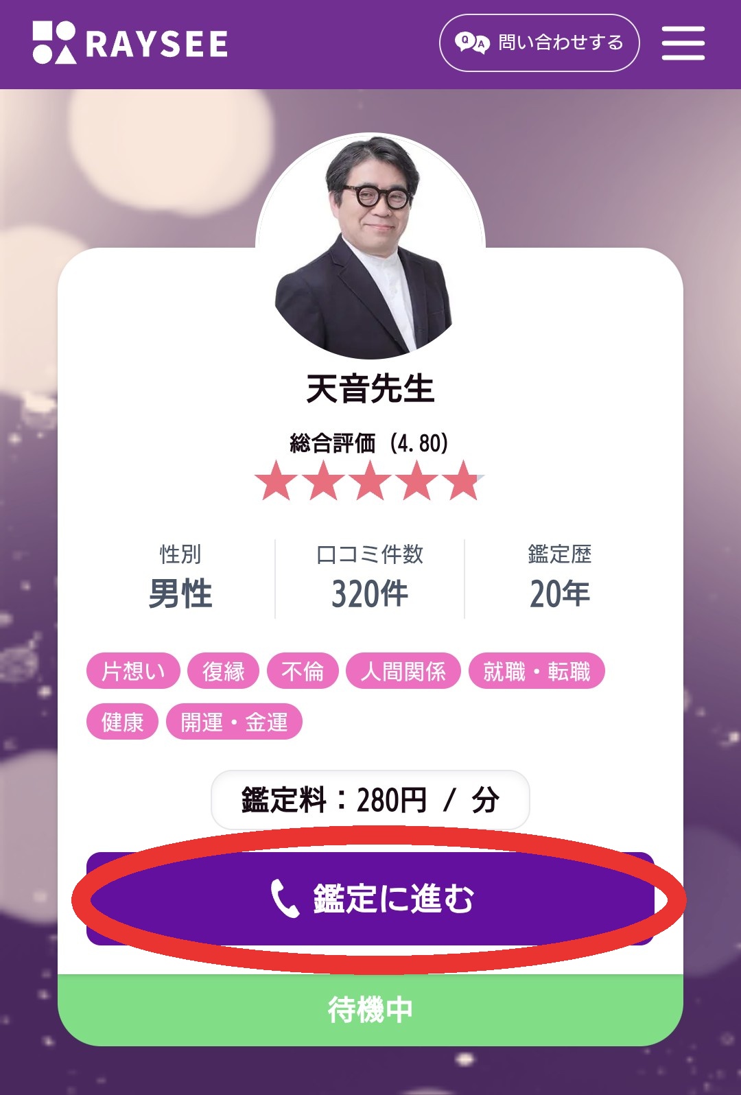 電話占いRAYSEE今すぐ鑑定2