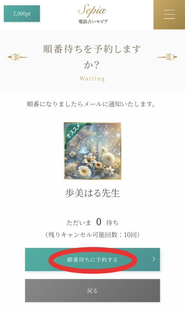 電話占いセピア順番待ち予約2
