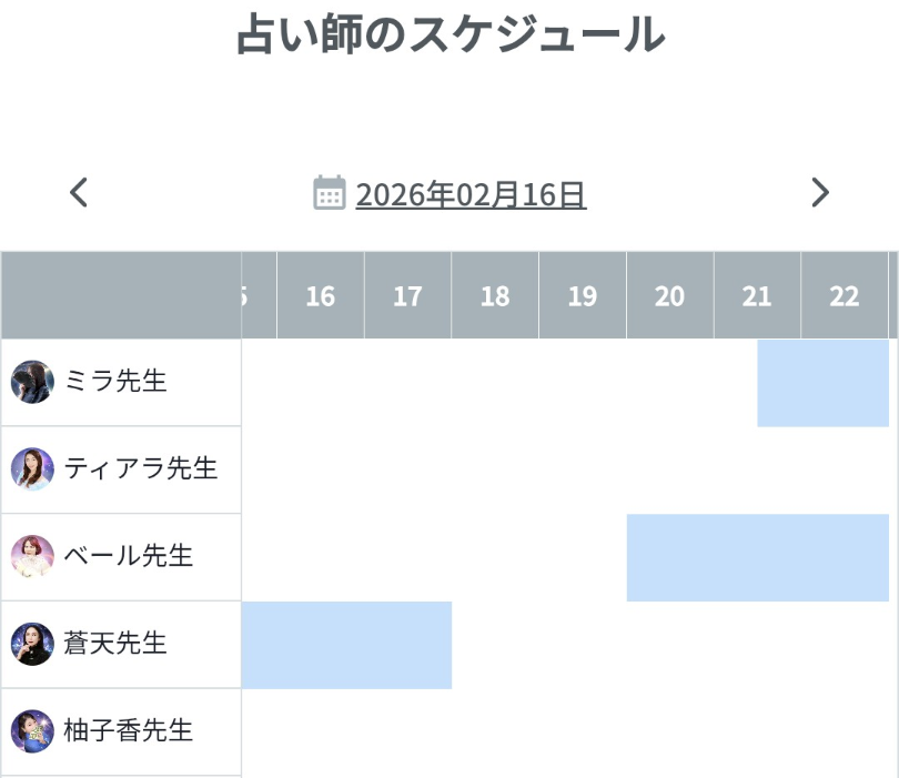 電話占いマジョルカスケジュール一覧